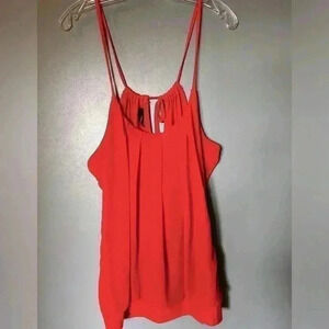 Salmon Blouse Size L Spaghetti Straps with Back Tie. Elastic Waist